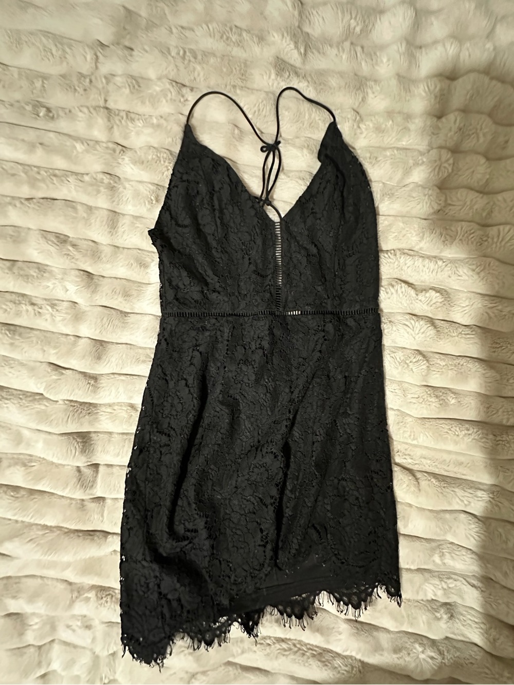 Black Lace Spaghetti Strap Mini Dress